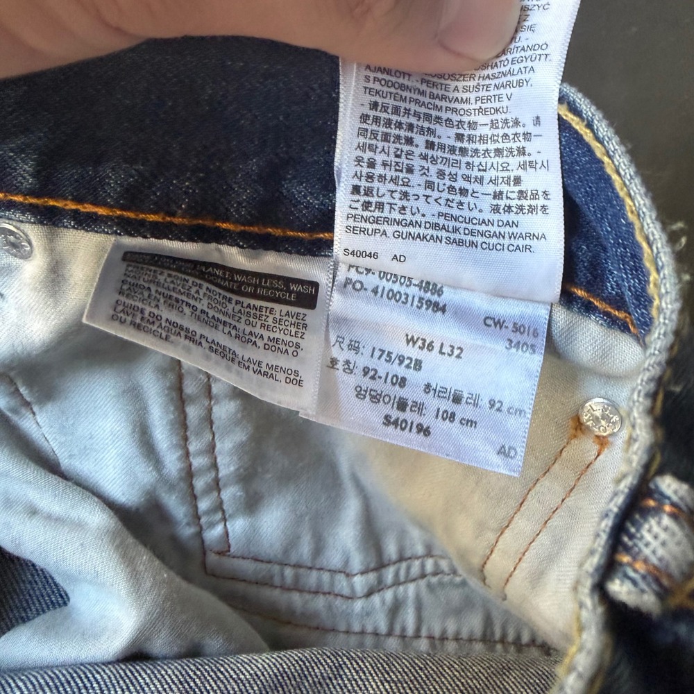 Levis 505 Regular Fit Straight Leg Blue Denim Jeans Mens W36 L32 - Picture 4 of 7